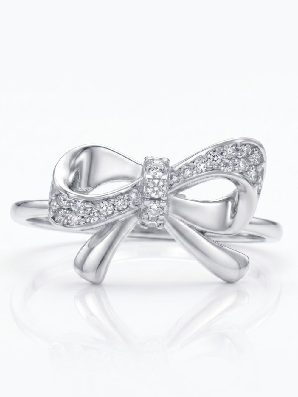 Womens Knot Bow Ribbon Ring in 925 Sterling Silver